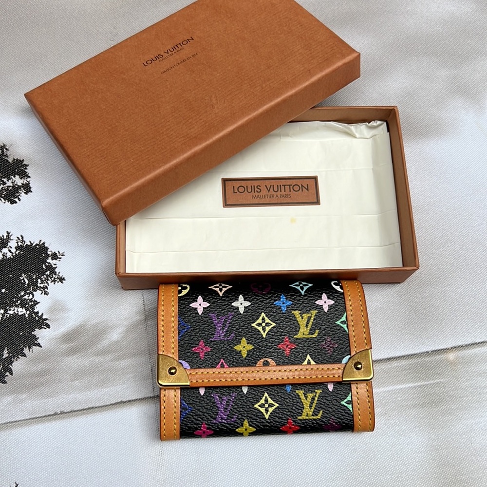 Authenticated rare Multicolore Monogram Pattern Leather Card Holder with video
